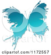 Poster, Art Print Of Blue Ink Splatter Butterfly