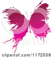 Clipart Of A Pink Ink Splatter Butterfly Royalty Free Vector Illustration