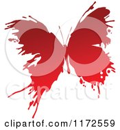 Clipart Of A Red Ink Splatter Butterfly Royalty Free Vector Illustration