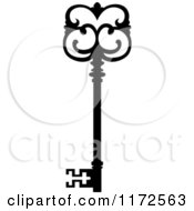 Clipart Of A Black And White Antique Skeleton Key 13 Royalty Free Vector Illustration