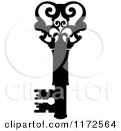 Clipart Of A Black And White Antique Skeleton Key 14 Royalty Free Vector Illustration