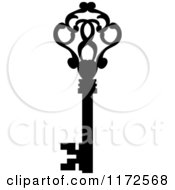 Clipart Of A Black And White Antique Skeleton Key 18 Royalty Free Vector Illustration