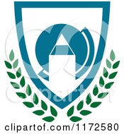 Clipart Of A University Or College Pencil Shield Heraldic Design Royalty Free Vector Illustration