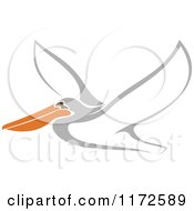 Clipart Of A Flying Pelican Bird Royalty Free Vector Illustration