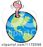 Poster, Art Print Of Happy Pink Worm Emerging From A Hole In Earth