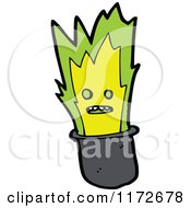 Cartoon Of A Magic Hat With A Face In A Green Burst Royalty Free Vector Clipart