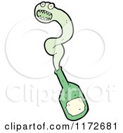 Cartoon Of A Green Ghost Emerging From A Bottle Royalty Free Vector Clipart