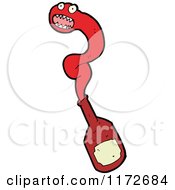 Cartoon Of A Red Ghost Emerging From A Bottle Royalty Free Vector Clipart by lineartestpilot