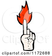 Cartoon Of A Pointing Hand With Flames Royalty Free Vector Clipart