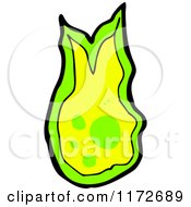 Cartoon Of A Green And Yellow Flame Royalty Free Vector Clipart