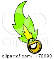 Cartoon Of A Magic Ring With Green Flames Royalty Free Vector Clipart