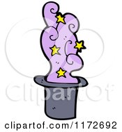 Cartoon Of A Top Hat With Magic Stars And Smoke Royalty Free Vector Clipart by lineartestpilot