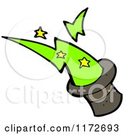Cartoon Of A Green Spark And Magic Top Hat Royalty Free Vector Clipart