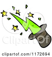 Cartoon Of A Green Spark And Magic Top Hat Royalty Free Vector Clipart