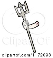 Cartoon Of A Severed Hand Holding A Trident Spear Royalty Free Vector Clipart