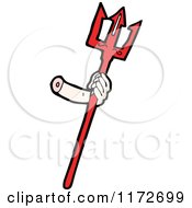 Cartoon Of A Severed Hand Holding A Trident Spear Royalty Free Vector Clipart by lineartestpilot