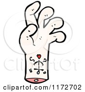 White Severed Hand With A Tattoo