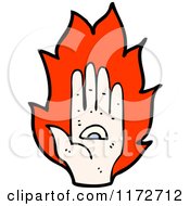 Cartoon Of A Hand With An Eye And Flames Royalty Free Vector Clipart