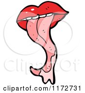 Cartoon Of A Long Tongue And Red Lips Royalty Free Vector Clipart
