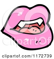 Cartoon Of A Pink Lips And Vampire Teeth Royalty Free Vector Clipart