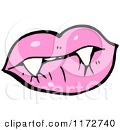 Cartoon Of A Pink Lips And Vampire Teeth Royalty Free Vector Clipart by lineartestpilot