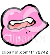 Cartoon Of A Pink Lips And Vampire Teeth Royalty Free Vector Clipart