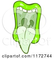 Cartoon Of Green Lips And A Tongue Royalty Free Vector Clipart by lineartestpilot