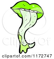 Cartoon Of Green Lips And A Tongue Royalty Free Vector Clipart