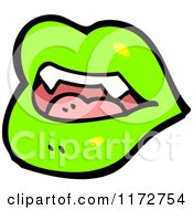 Cartoon Of Green Lips And A Vampire Teeth Royalty Free Vector Clipart by lineartestpilot