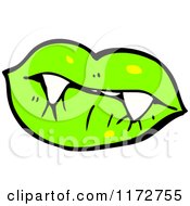 Poster, Art Print Of Green Lips And A Vampire Teeth