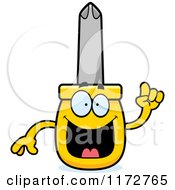 Cartoon Of A Smart Philips Screwdriver Mascot With An Idea Royalty Free Vector Clipart by Cory Thoman