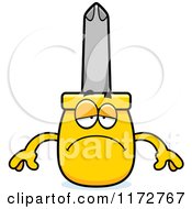 Cartoon Of A Depressed Philips Screwdriver Mascot Royalty Free Vector Clipart by Cory Thoman