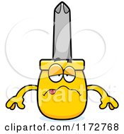 Cartoon Of A Sick Philips Screwdriver Mascot Royalty Free Vector Clipart