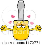 Cartoon Of A Loving Screwdriver Mascot Wanting A Hug Royalty Free Vector Clipart by Cory Thoman
