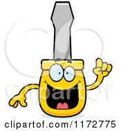 Cartoon Of A Smart Screwdriver Mascot With An Idea Royalty Free Vector Clipart