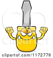 Cartoon Of A Mad Screwdriver Mascot Royalty Free Vector Clipart