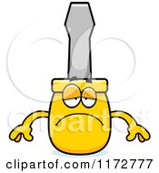 Cartoon Of A Depressed Screwdriver Mascot Royalty Free Vector Clipart
