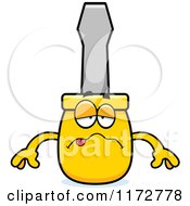 Cartoon Of A Sick Screwdriver Mascot Royalty Free Vector Clipart
