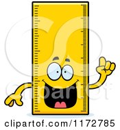 Cartoon Of A Smart Ruler Mascot With An Idea Royalty Free Vector Clipart
