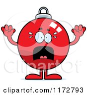 Cartoon Of A Screaming Christmas Ornament Mascot Royalty Free Vector Clipart