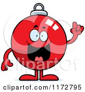 Cartoon Of A Smart Christmas Ornament Mascot With An Idea Royalty Free Vector Clipart