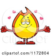 Cartoon Of A Loving Fire Mascot Wanting A Hug Royalty Free Vector Clipart