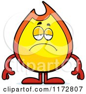 Cartoon Of A Depressed Fire Mascot Royalty Free Vector Clipart