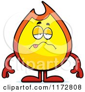 Cartoon Of A Sick Fire Mascot Royalty Free Vector Clipart