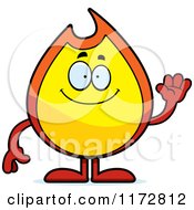Cartoon Of A Waving Fire Mascot Royalty Free Vector Clipart