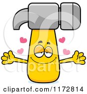 Cartoon Of A Loving Hammer Mascot Wanting A Hug Royalty Free Vector Clipart
