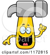 Cartoon Of A Smart Hammer Mascot With An Idea Royalty Free Vector Clipart