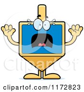 Cartoon Of A Screaming Dreidel Mascot Royalty Free Vector Clipart