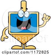 Cartoon Of A Smart Dreidel Mascot With An Idea Royalty Free Vector Clipart