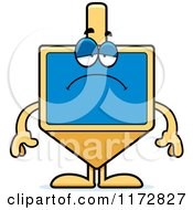 Cartoon Of A Depressed Dreidel Mascot Royalty Free Vector Clipart